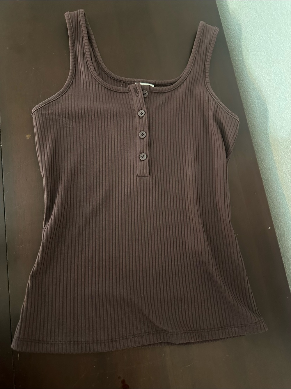 a new day Ribbed Henley Tank Top - Brown